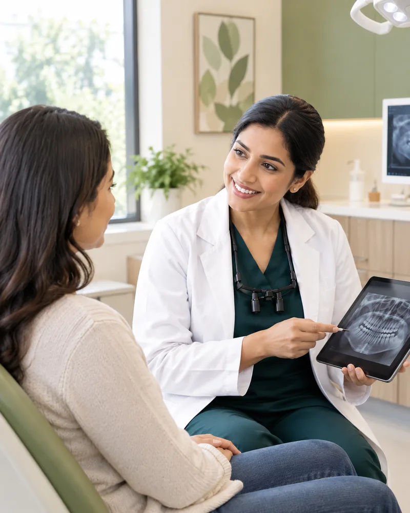 Dentist consulting with a patient